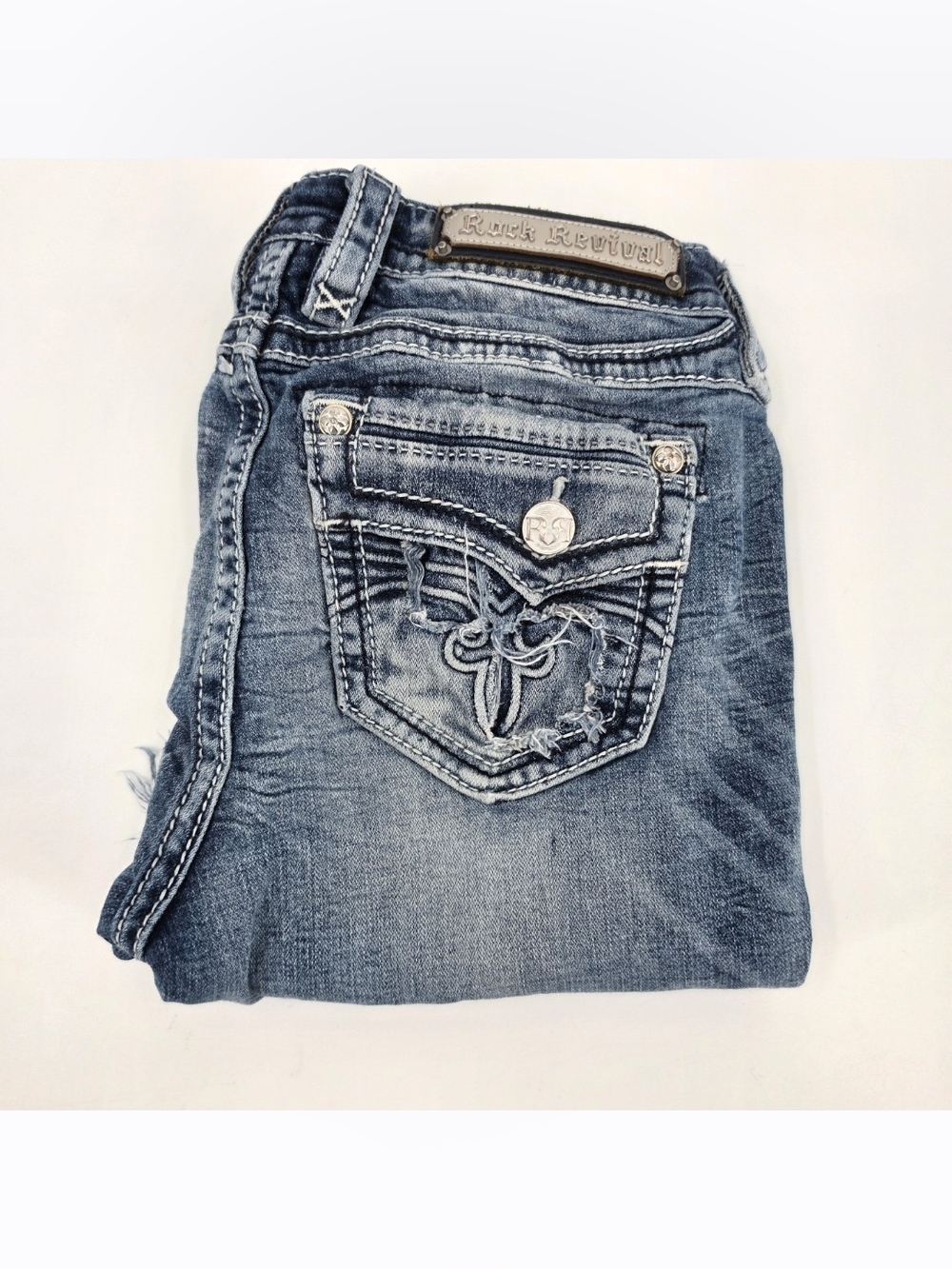 Rock Revival Tallis Mid Rise Ankle Skinny Jean Womens Size 29 Medium Wash Denim